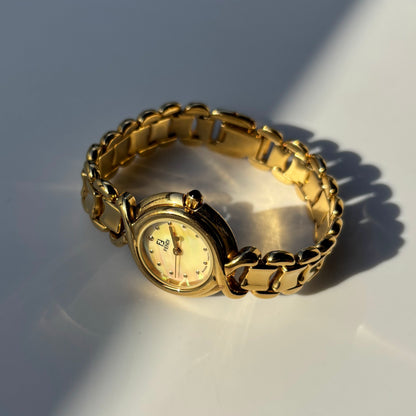 Fendi 1990s Seashell Dial Gold Plated Watch