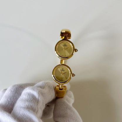 Fendi 1990s Double Face Gold-Plated Bangle Watch