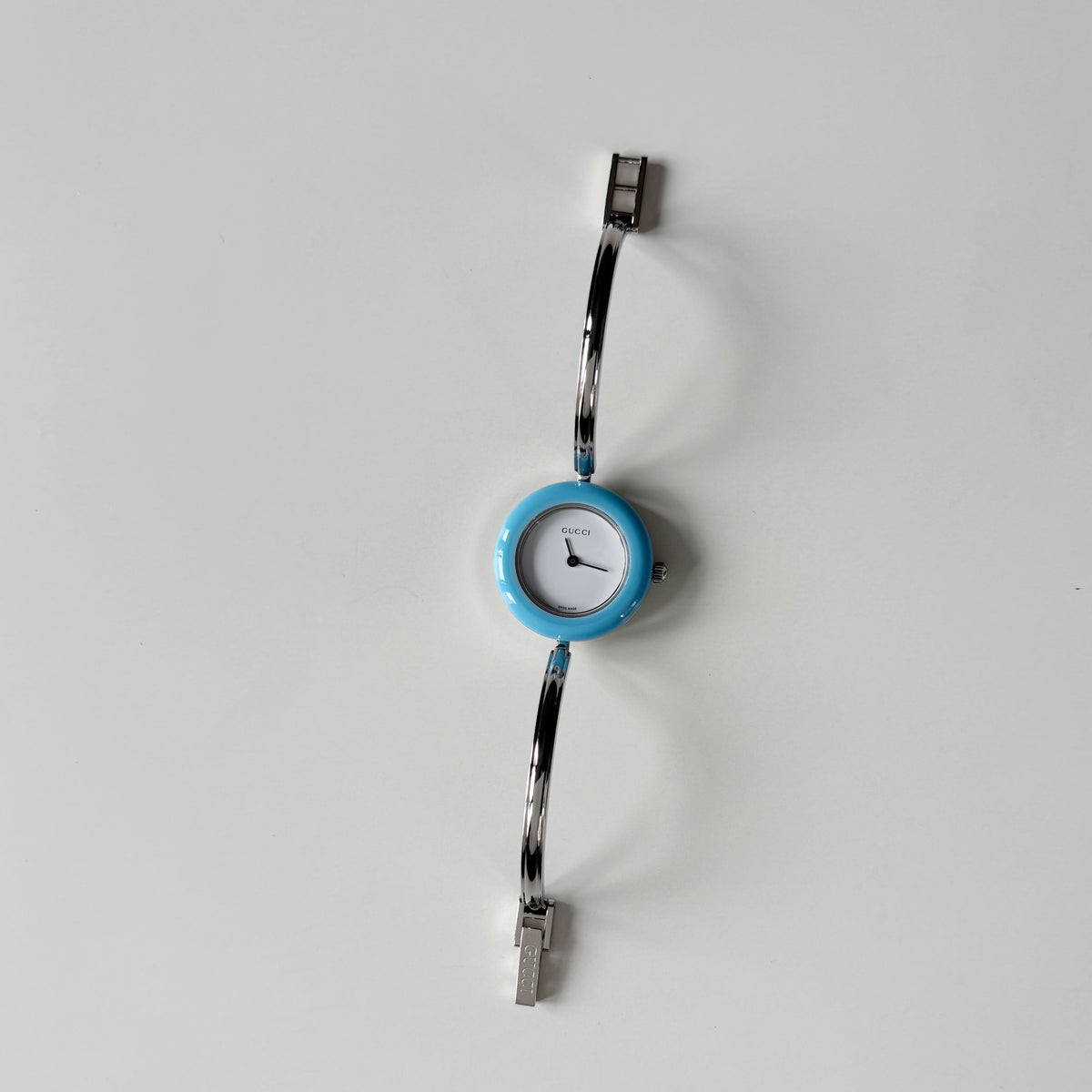 Gucci 1990s Interchangeable Bezel Stainless steel Bangle Watch with 12 bezels, case (Small)