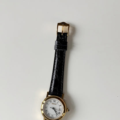 Gucci 1990s Date Round Dial Gold Plated Watch