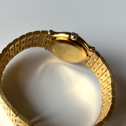 Gucci 1990s Cream Dial Date Gold Plated Watch