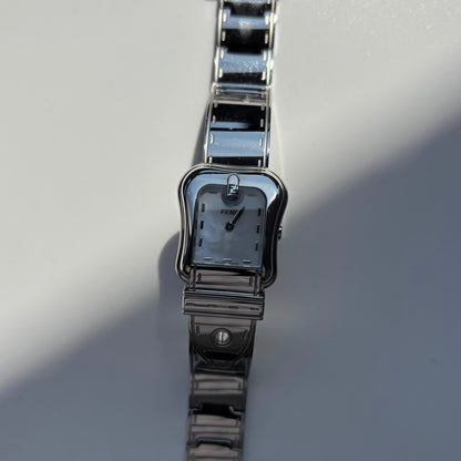 Fendi 1990s Seashell Dial Stainless steel Silver Buckle Watch
