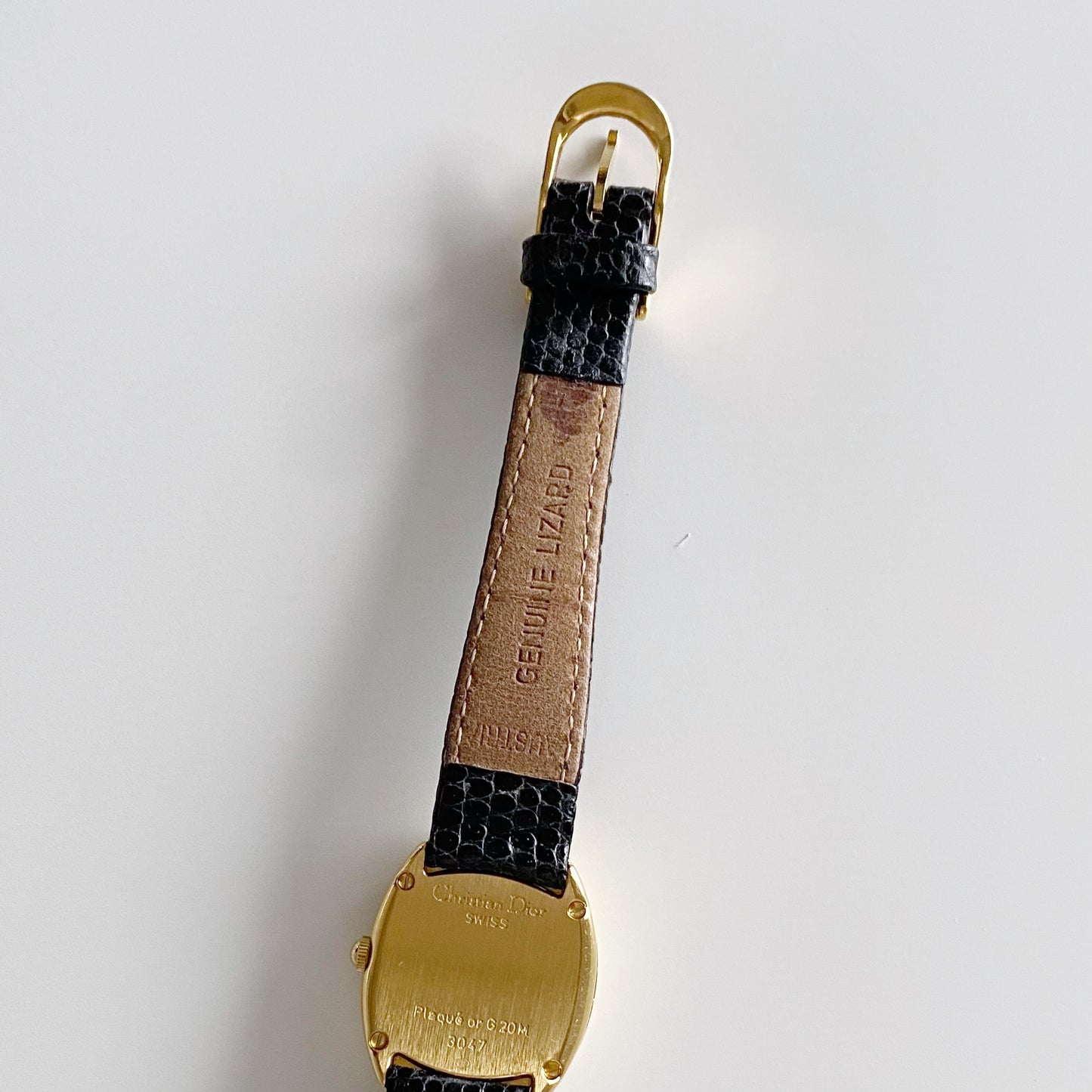 Dior 1990s Baignoire Gold Plated Leather Watch