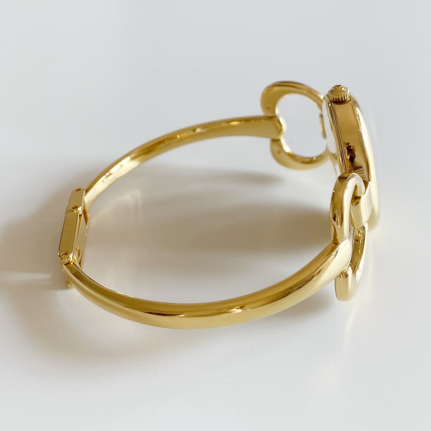 Gucci 1990s Seashell Dial Gold Plated Bangle Watch