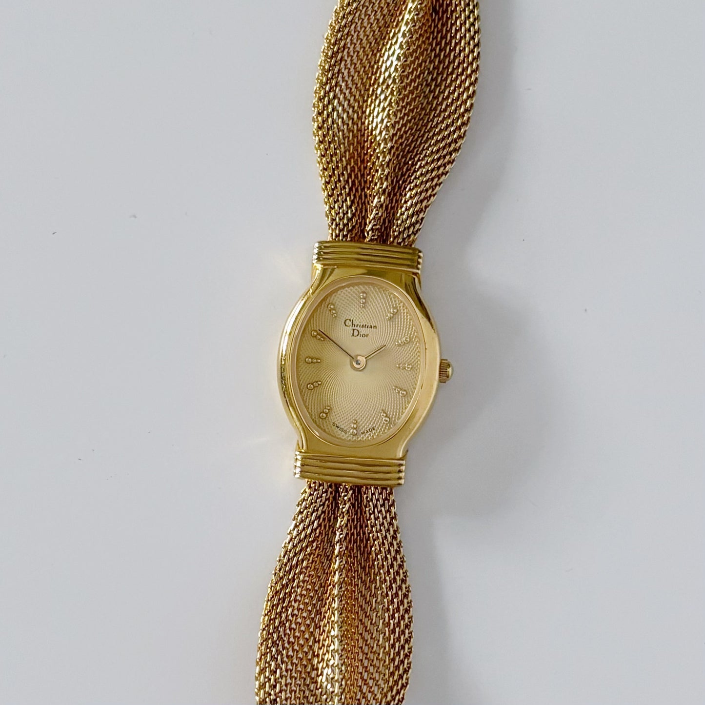 Dior 1990s Oval Dial Gold Plated Watch