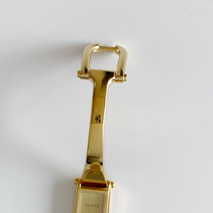 Gucci 1990s Gold Dial Gold Plated Bangle Watch (Small)