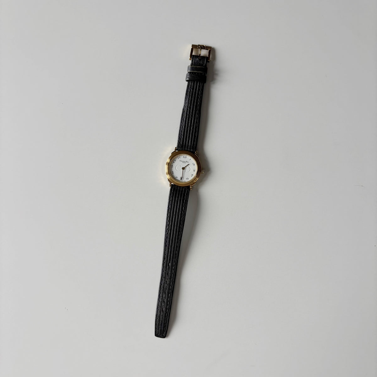 Dior 1990s Date Round Dial Gold Plated Watch
