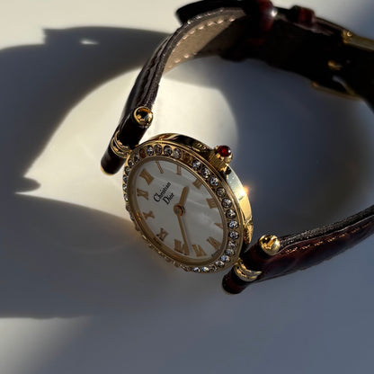 Dior 1990s Seashell Dial Gold Plated Watch