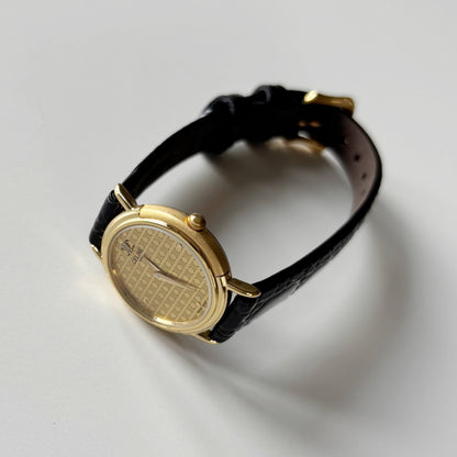 Celine 1990s Round Dial Gold Plated Watch