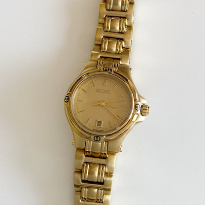 Gucci 1990s Date Gold Plated Watch