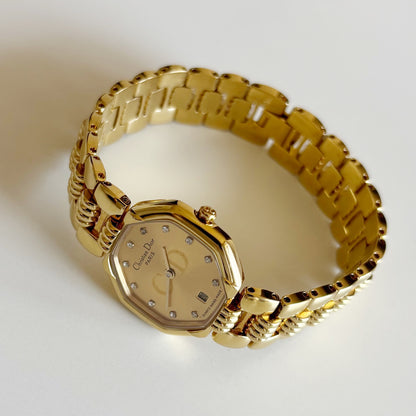 Dior 1990s Octagon Gold Plated Watch