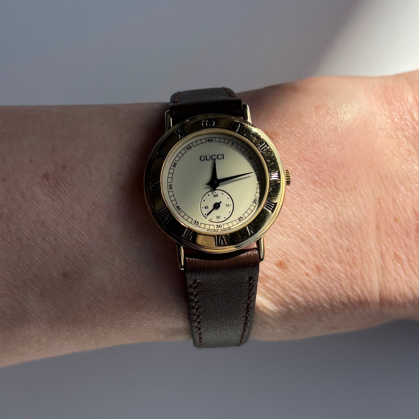 Gucci 1990s Sub second Round Dial Watch