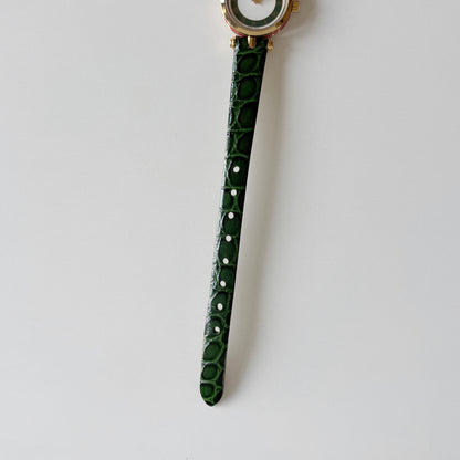 Gucci 1990s Sherry Round Dial Green Watch