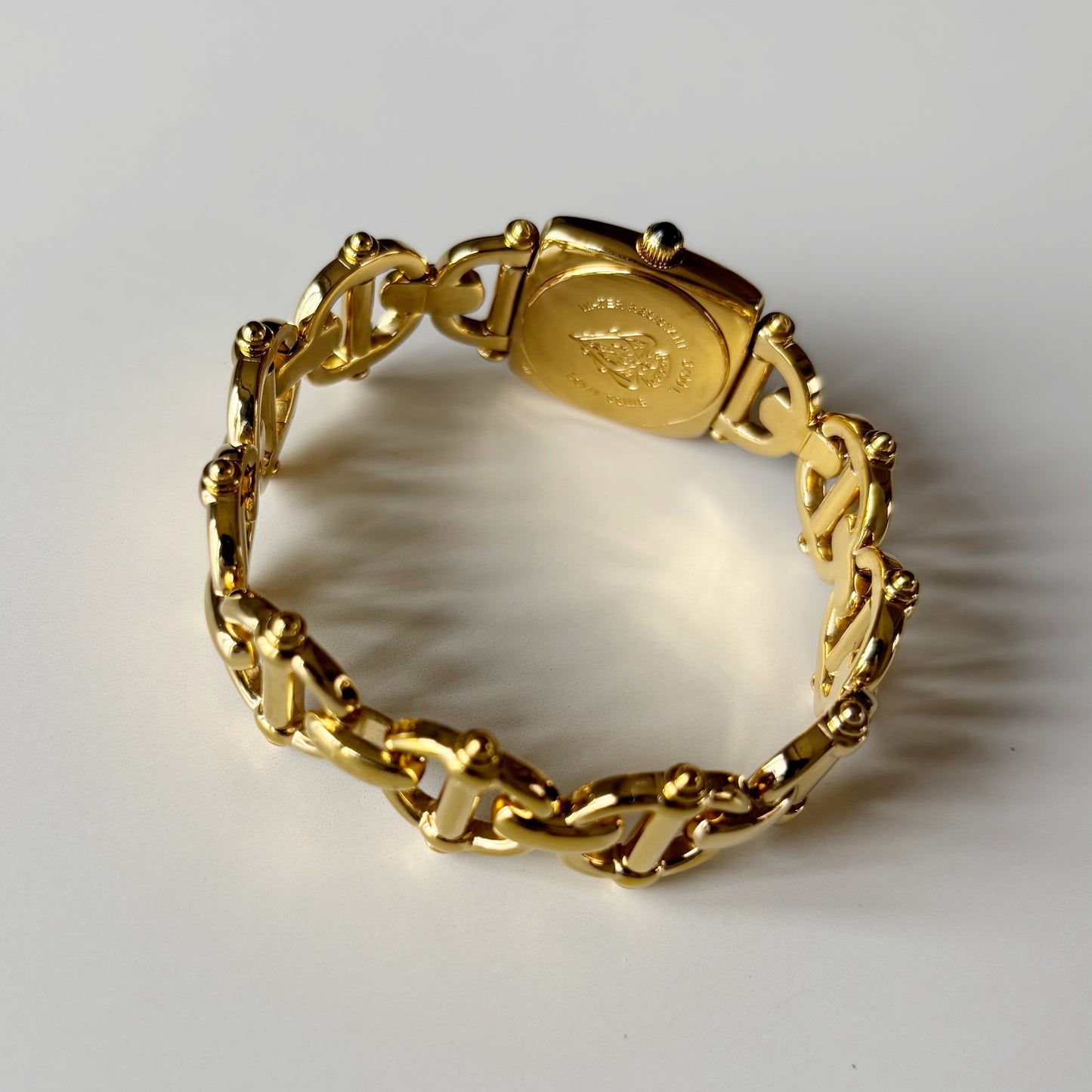 Gucci 1990s Seashell Dial Horsebit Gold Plated Watch