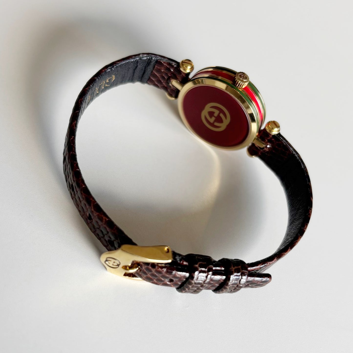 Gucci 1990s Round Dial Gold Plated Watch