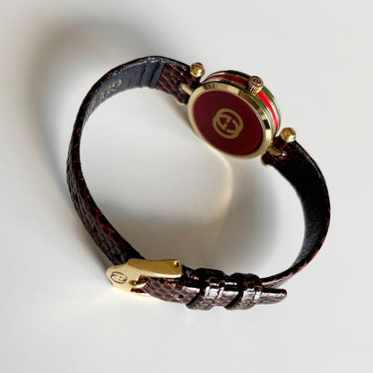 Gucci 1990s Round Dial Gold Plated Watch