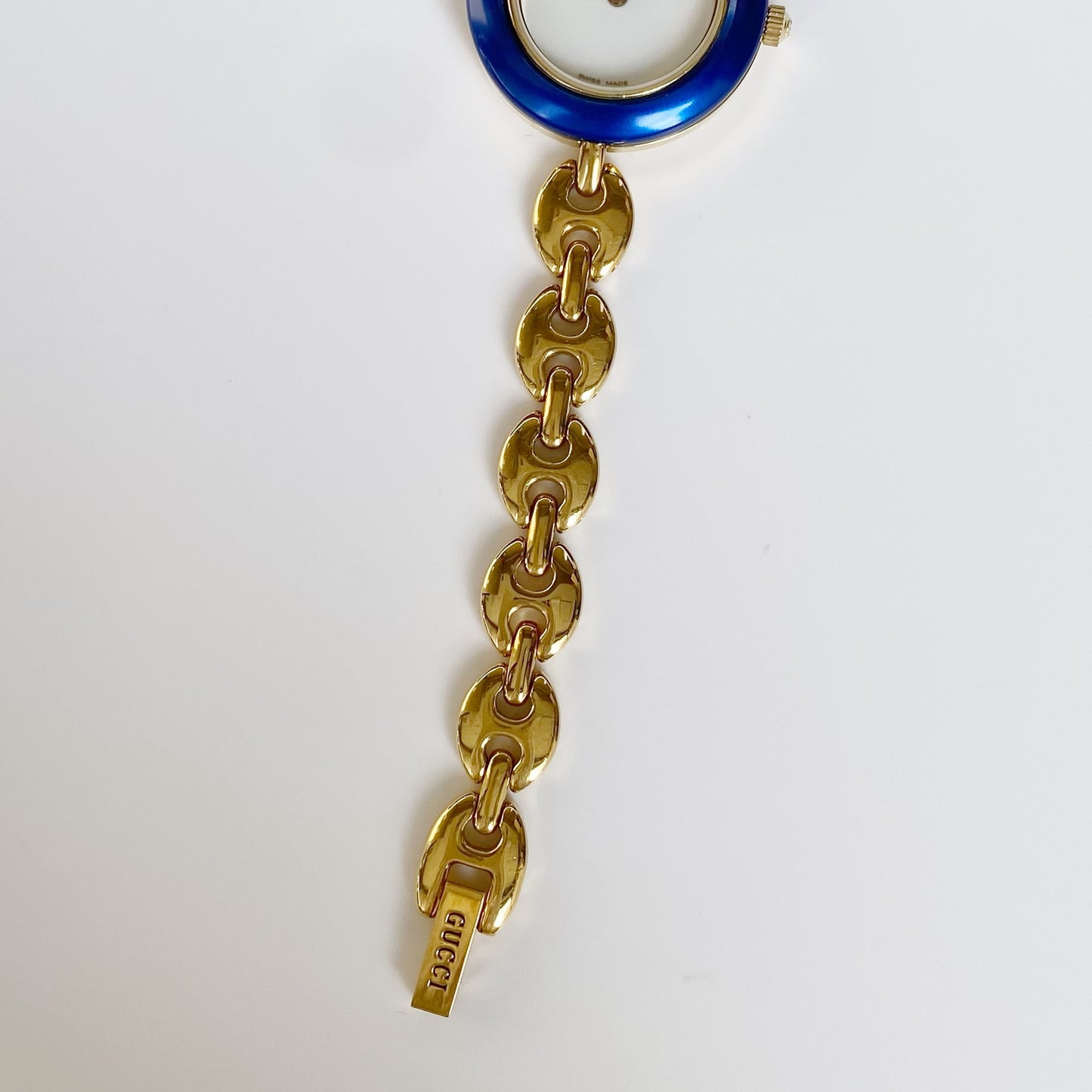 Gucci 1990s Interchangeable Bezel Gold Plated Watch with case, 6 bezels