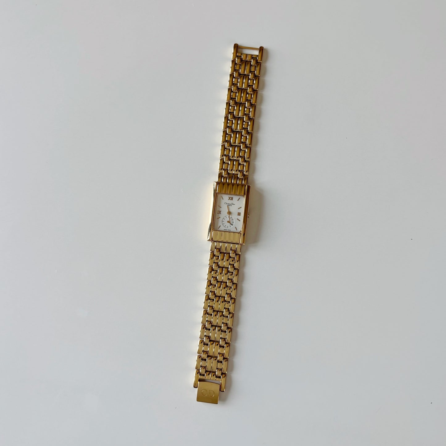 Dior 1990s Sub second Tank Gold Plated Watch