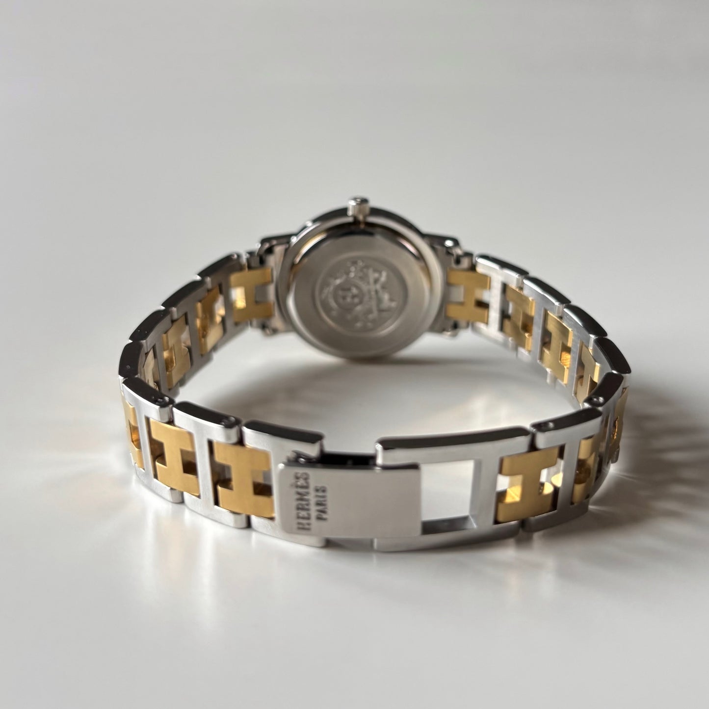 Hermes 1990s Clipper Date Round Dial Gold Plated Two Tone Watch