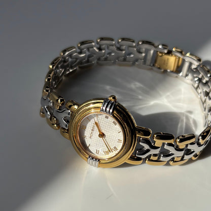 Yves Saint Laurent 1990s Round Dial Two Tone Watch