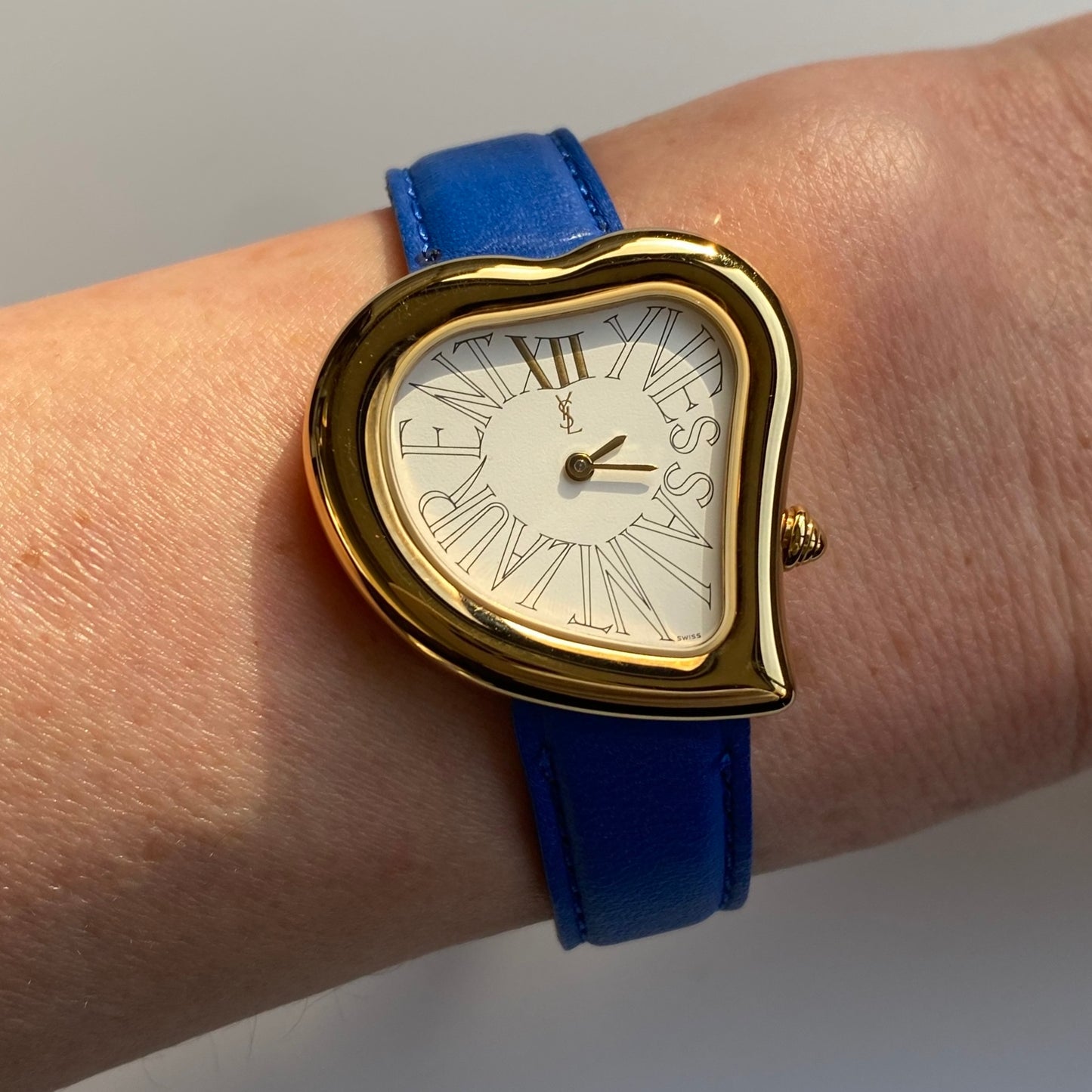 Yves Saint Laurent 1990s Heart Shaped Dial Gold Plated Watch