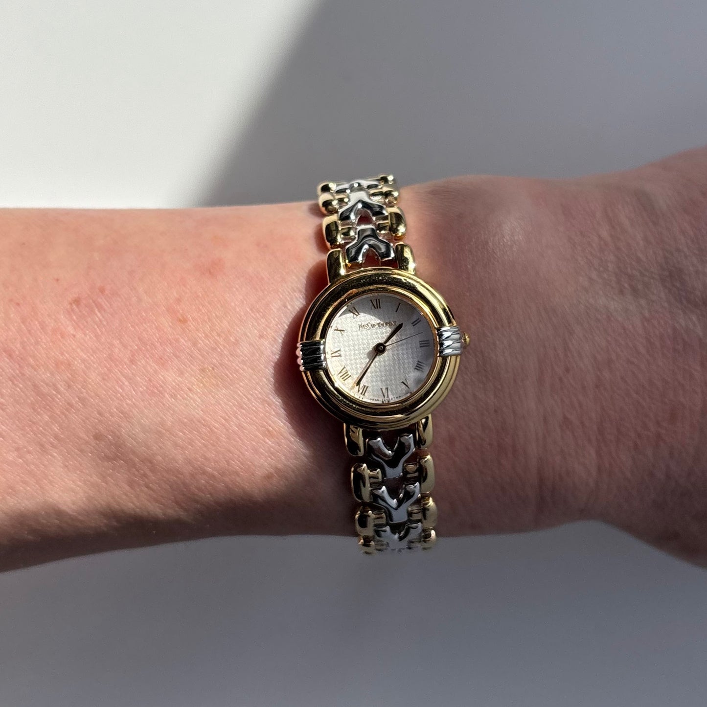 Yves Saint Laurent 1990s Round Dial Two Tone Watch