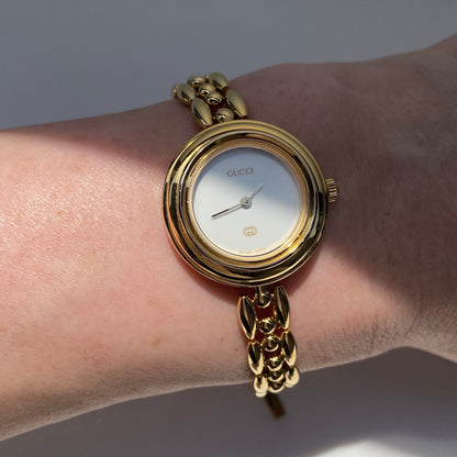 Gucci 1990s Interchangeable Bezel Gold Plated Watch with 6 bezels, case (160mm)