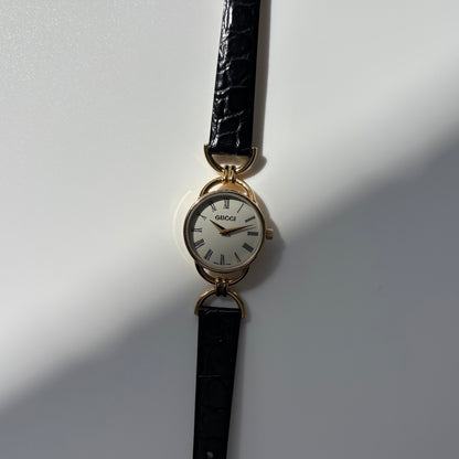 Gucci Round Dial Horsebit Gold-Plated Watch