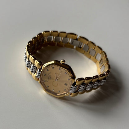 Dior 1990s Octagon Two Tone Gold Plated Watch