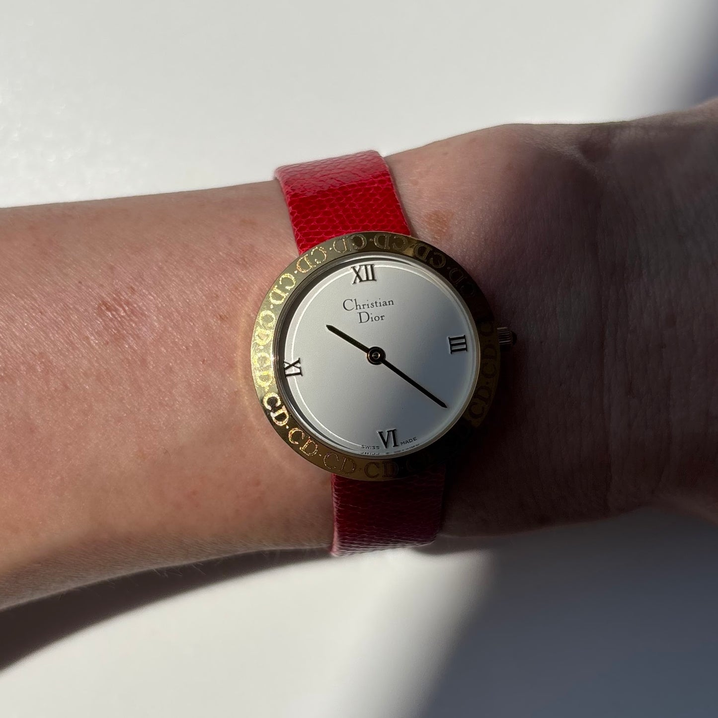 Dior 1990s Round Dial Gold Plated Watch