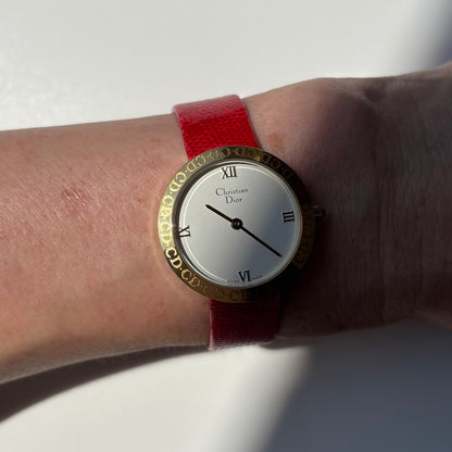 Dior 1990s Round Dial Gold Plated Watch