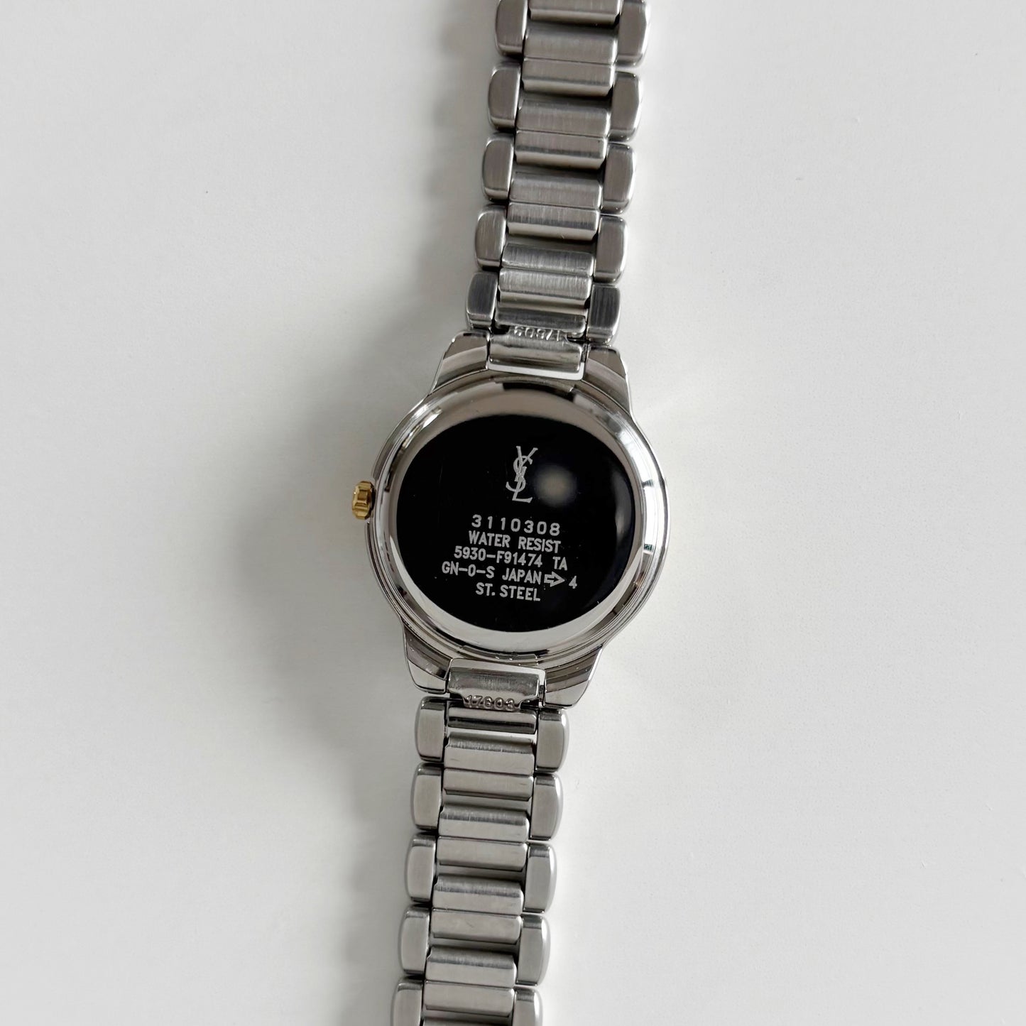 Yves Saint Laurent 1990s Navy Dial Two Tone Watch