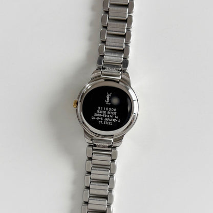 Yves Saint Laurent 1990s Navy Dial Two Tone Watch