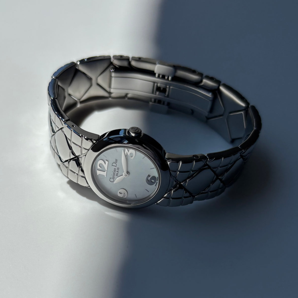Dior 1990s Seashell Round Dial Stainless Steel Watch