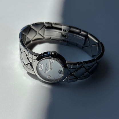 Dior 1990s Seashell Round Dial Stainless Steel Watch