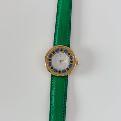 Yves Saint Laurent 1990s Round Dial Gold Plated Watch