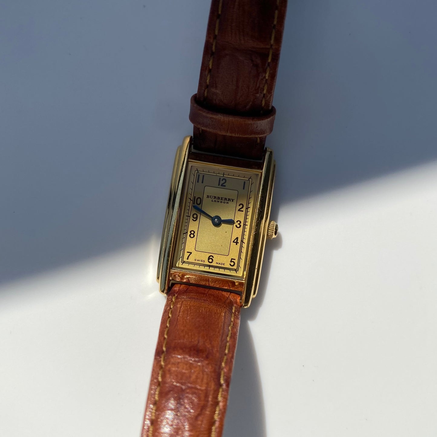 Burberry 1990s Gold Plated Tank Watch