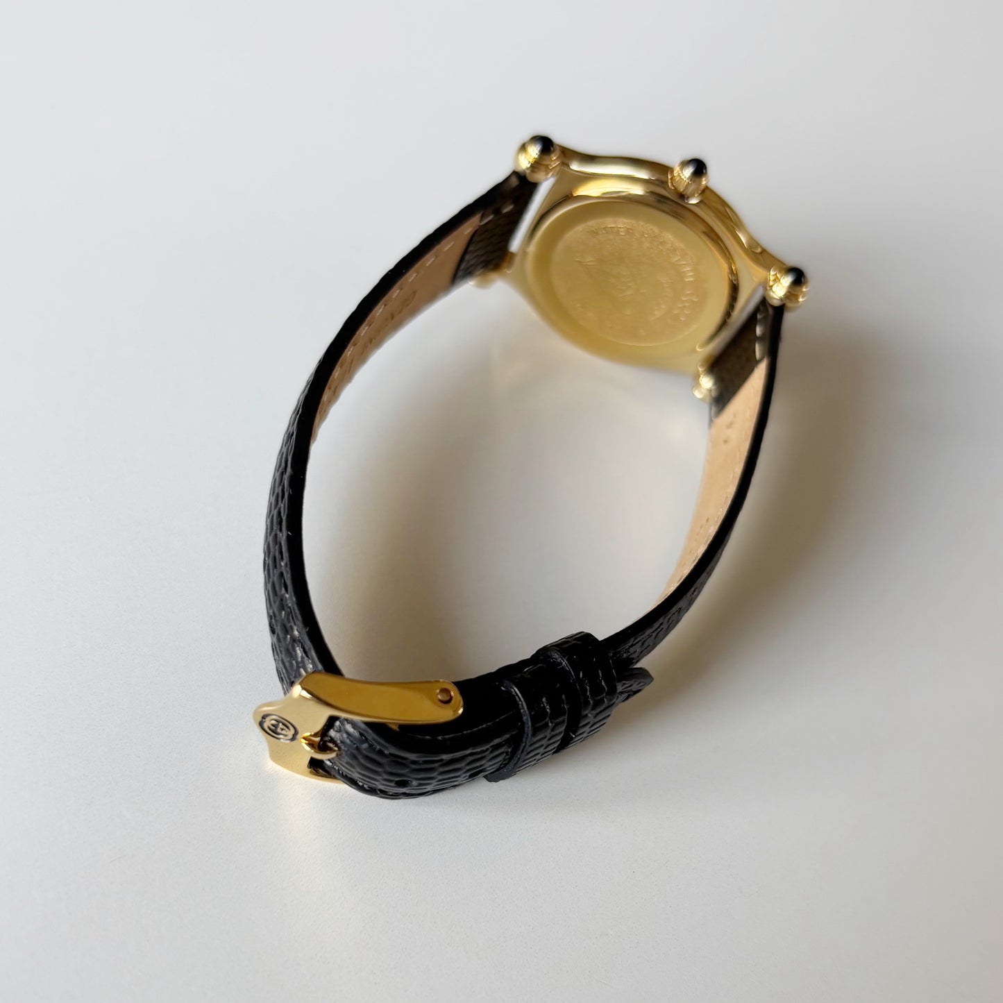 Gucci 1990s Black Dial Gold Plated Watch