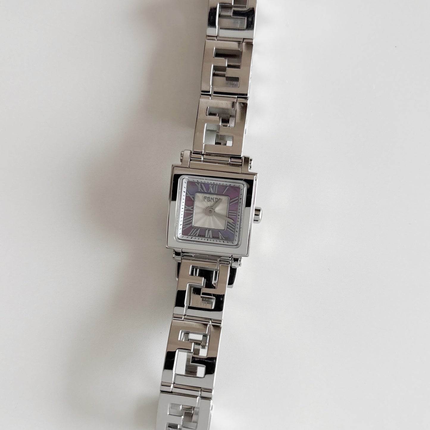 Fendi 1990s Seashell Square Dial Stainless steel Watch