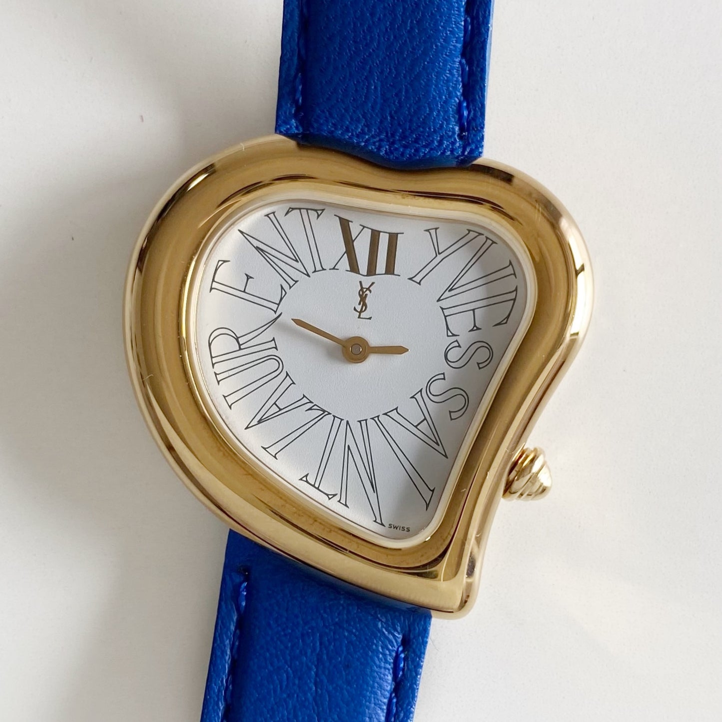 Yves Saint Laurent 1990s Heart Shaped Dial Gold Plated Watch