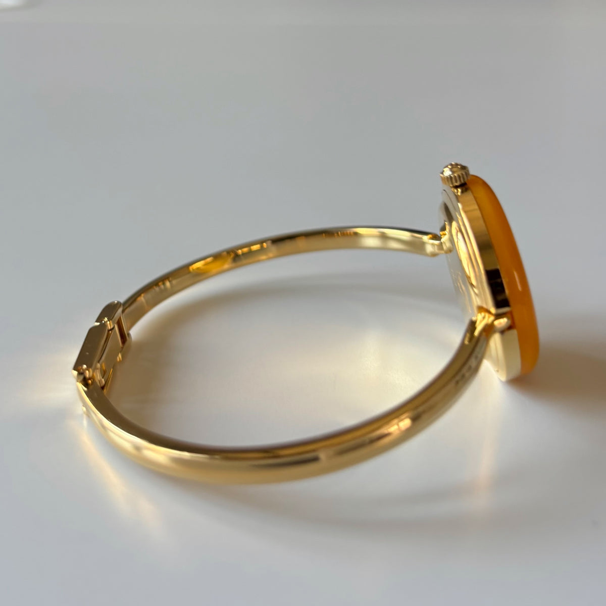 Gucci 1990s Interchangeable Bezel Gold Plated Bangle Watch with 12 bezels, case
