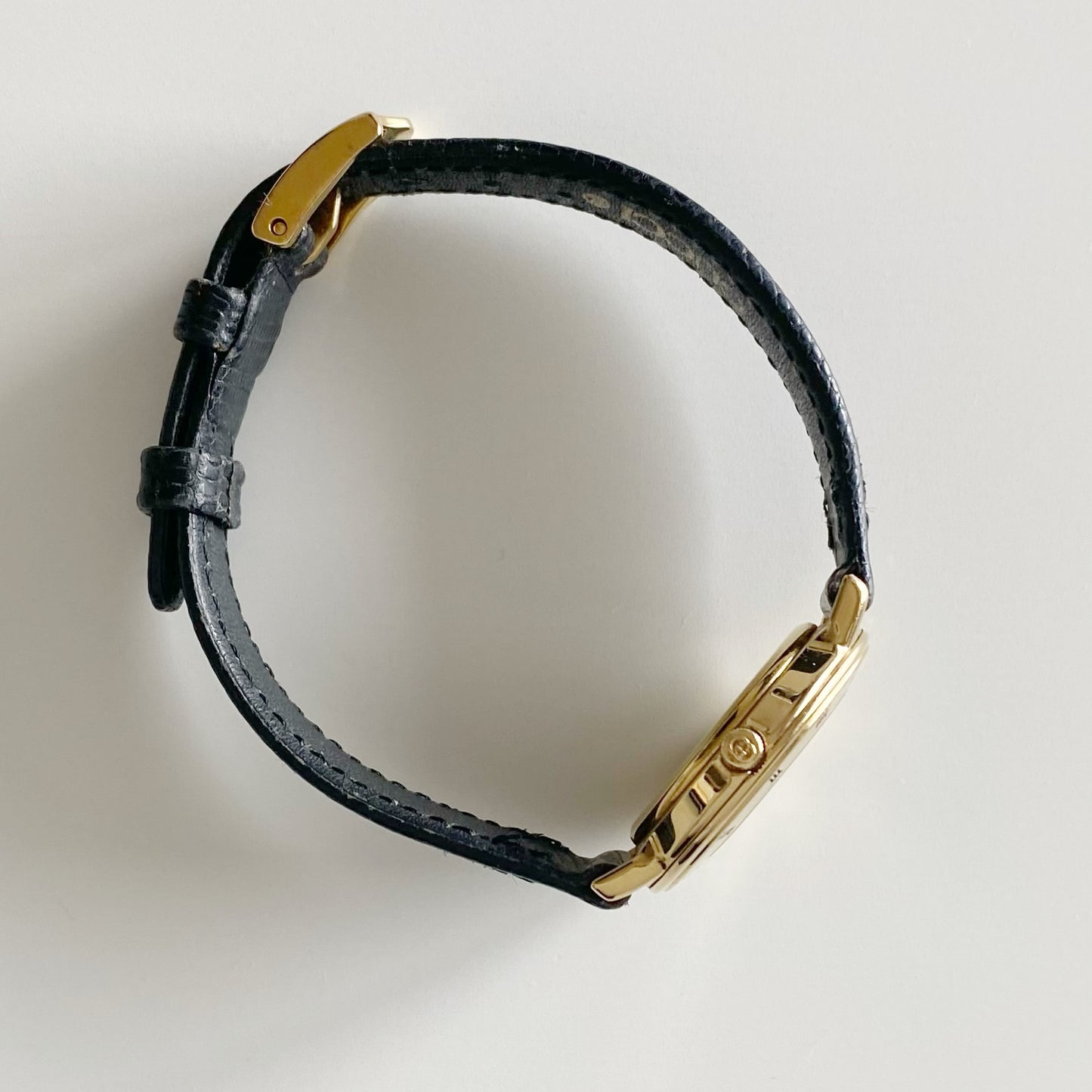 Gucci 1990s Black Dial Gold Plated Watch