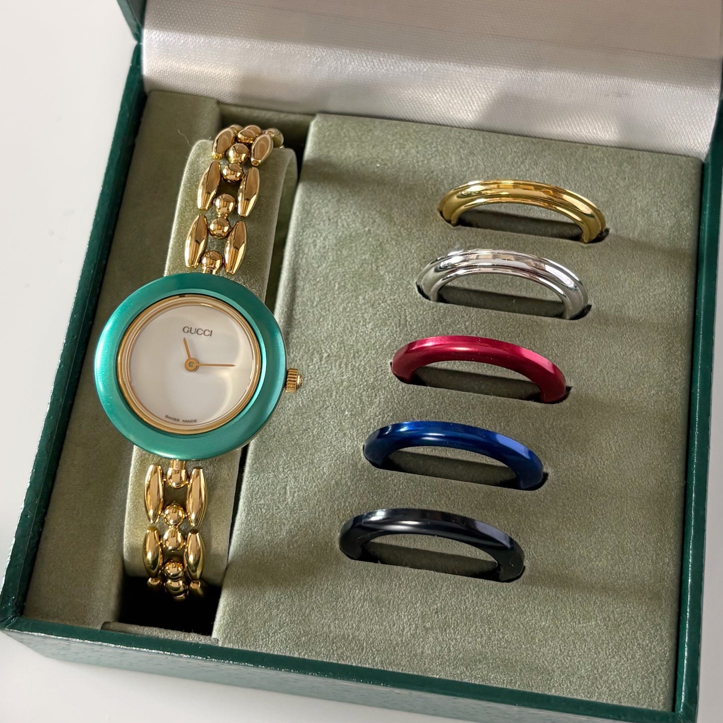 Gucci 1990s Interchangeable Bezel Gold Plated Watch with 6 bezels, case (160mm)