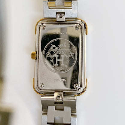 Hermes 1990s Two Tone Rectangular Watch