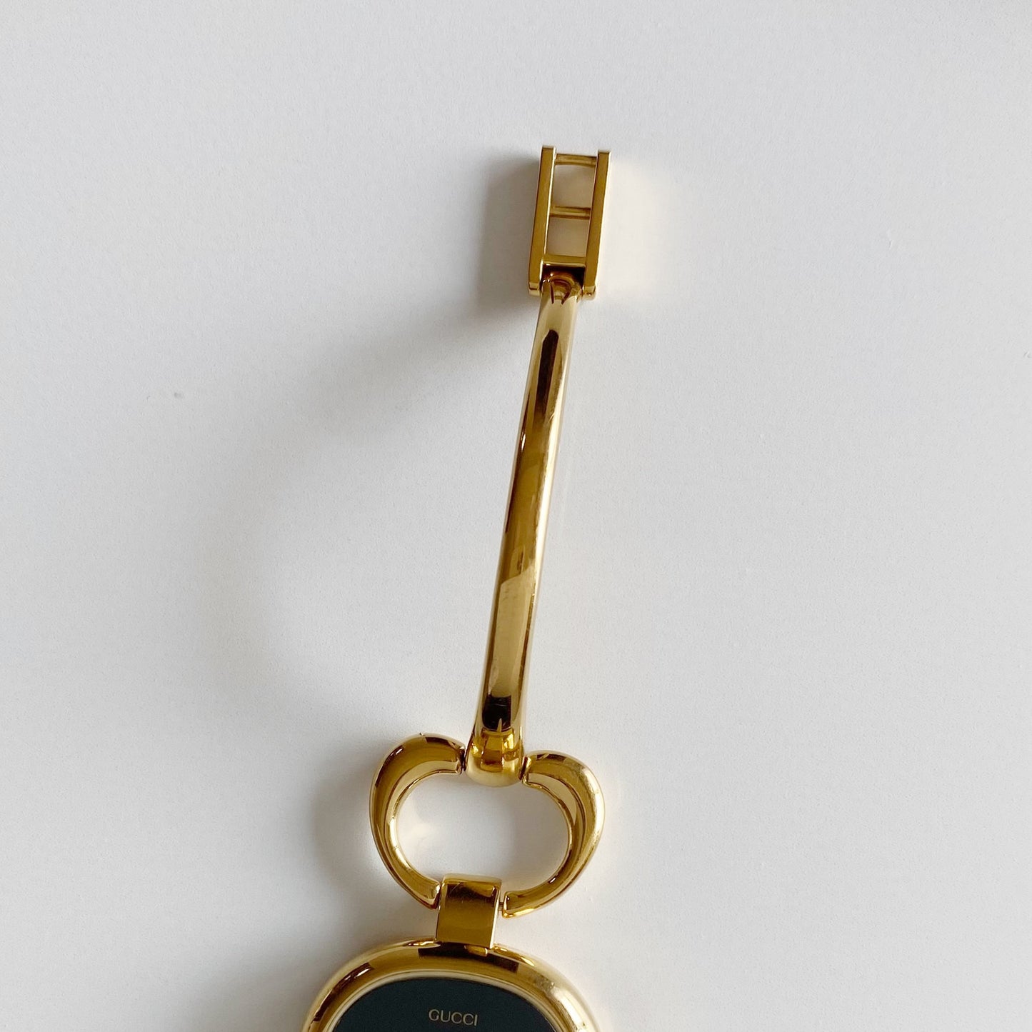 Gucci 1990s Black Dial Gold Plated Bangle Watch