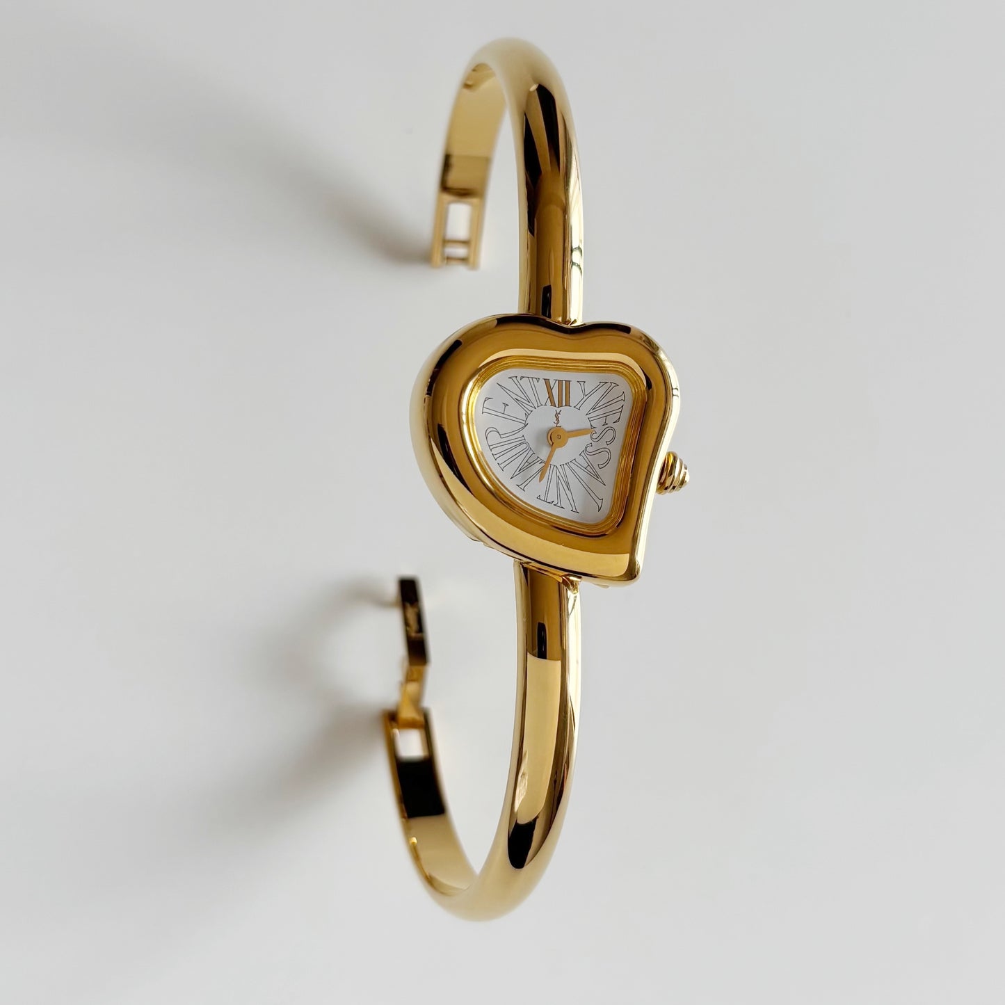 Yves Saint Laurent 1990s Heart Shaped Dial Gold Plated Watch