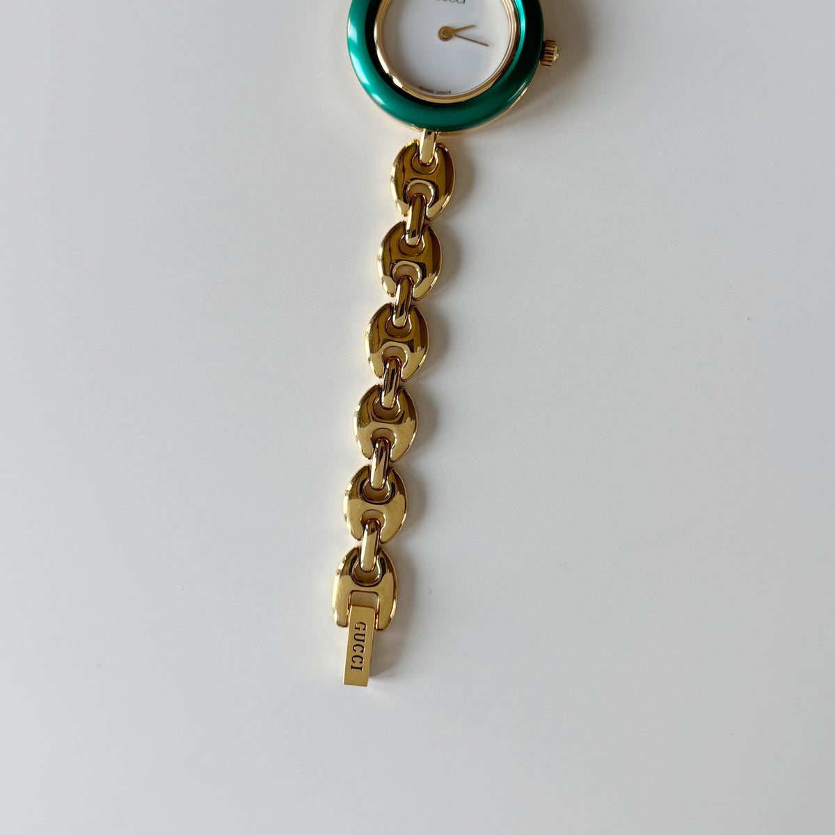 Gucci 1990s Interchangeable Bezel Gold Plated Chain Watch with 6 bezels, case (165mm)