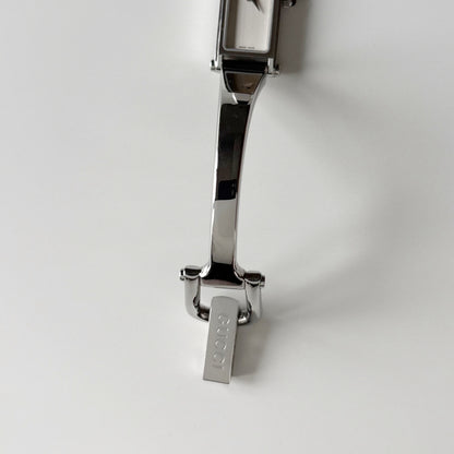 Gucci 1990s Rectangular Dial Stainless steel Bangle Watch