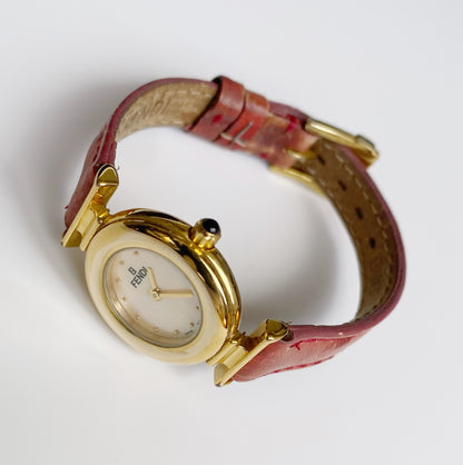 Fendi 1990s Seashell Dial Round Watch