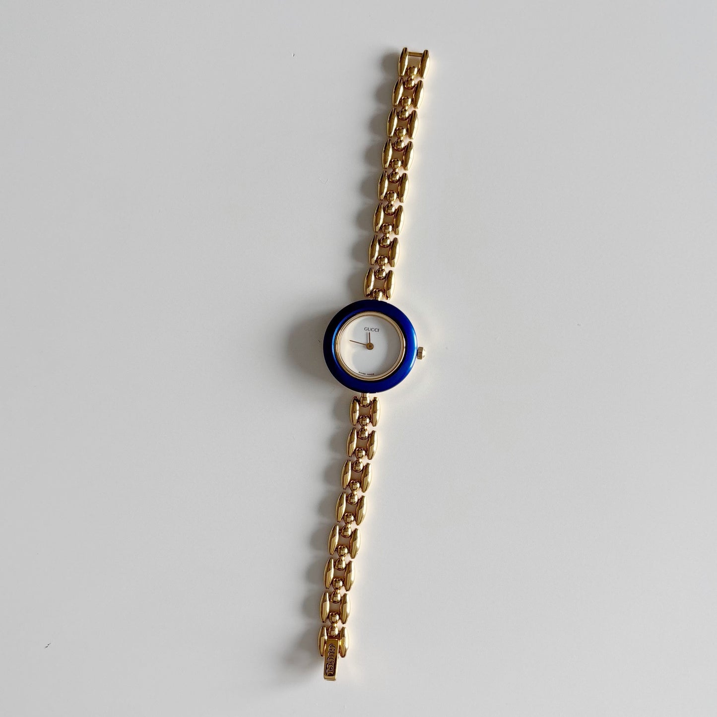 Gucci 1990s Interchangeable Bezel Gold Plated Watch with 6 bezels, case (162mm)